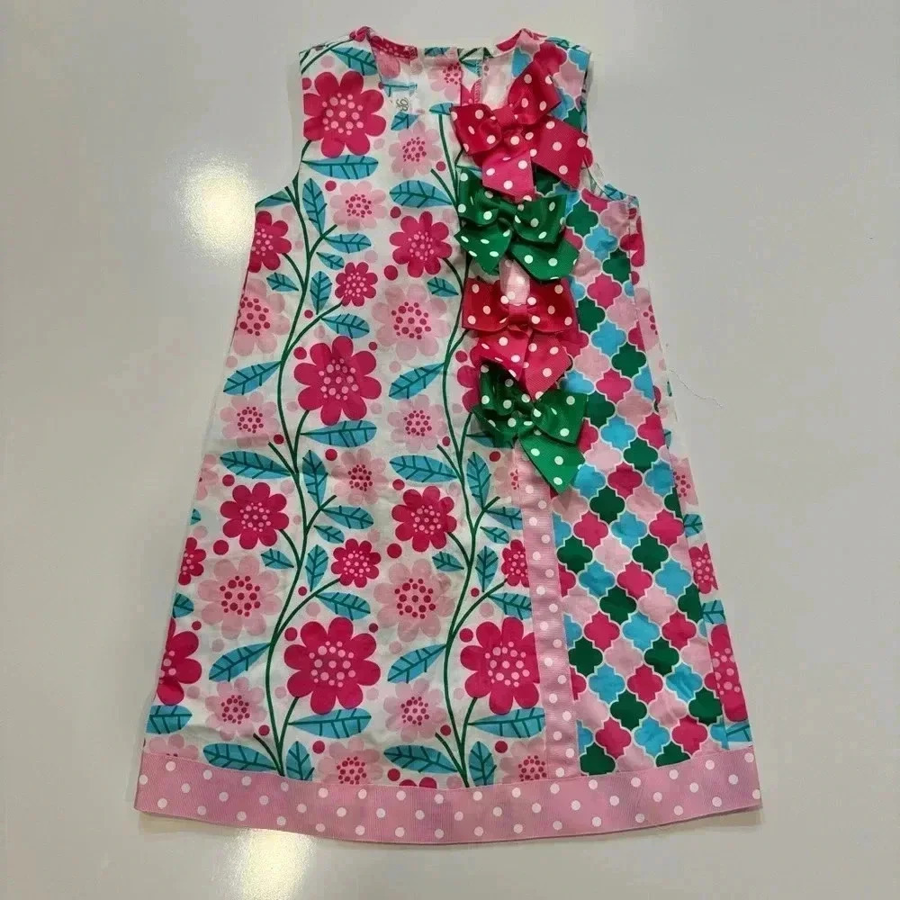 Bonnie Jean Dress Bows Floral Cotton 4T